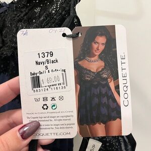 Coquette Navy and Black Lace Chemise